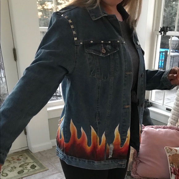 flame jean jacket